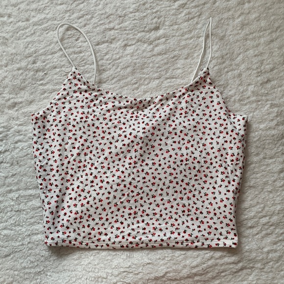 GARAGE white floral tank top - Picture 1 of 2